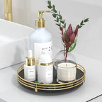 Oroyutor 9-Inch Oak Lazy Susan Vanity Tray, Gold Finish by Oroyutor