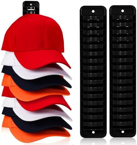 MAGTSMEI Hat Rack for Wall, 2 Packs Hat Organizer for Baseball Caps Adhesive Hat Hooks Hold Up to 32 hats, Hat Storage Display Hat Hanger Holder for Door Closet, Patent Pending by MAGTSMEI