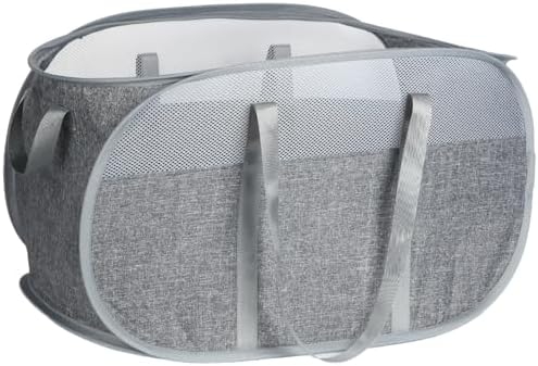 100L Collapsible Laundry Baskets, Tear Proof Pop Up Laundry Hamper with Dual Handles, Large Foldable Laundry Basket, Easy to Carry Laundry Hamper for Home, Laundry Room, Bedroom, Dorm, Travel Grey by BATTOO
