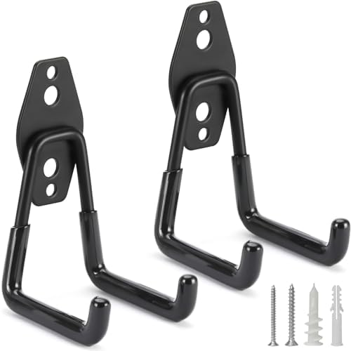 2 Pack Heavy Duty Garage Hooks Storage Organizer Wall Mount Power and Garden Tool Hangers, for Hanging Ladders, Ropes, Hose, Bulk Items by LUPYJI
