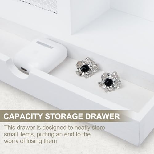 Key Holder for Wall with 5 Key Hooks and Storage Drawer - Image 4
