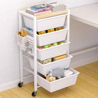 Rolling Cart with Drawers, Rolling Storage Cart with 5 Large Plastic Drawers & Wooden Tabletop, Utility Cart with Pegboards & Basket, Storage Drawers Cart for Living Room, Classroom, Bedroom, Office by Unknown