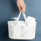 rejomiik Portable Plastic Shower Caddy Basket with Handles, White - Image 3