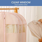 Garment Bags for Hanging Clothes, 50" Long Dress Bags for Closet Storage, Pink Garment Covers with Clear Window for Suits, Coats, Jackets (2 Pack) - Image 3