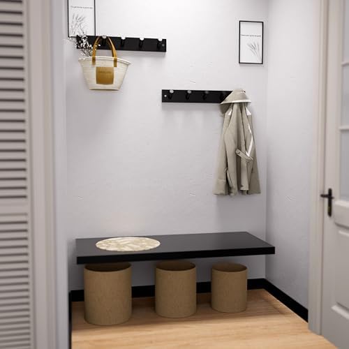 SKOLOO Coat Rack Wall Mount 17 inch, 5 Hooks, Bamboo, Shaker Style, Black - Image 4