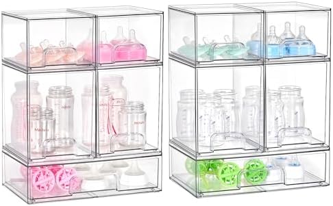 Vtopmart Clear Stackable Storage Drawers Set of 10, Baby Bottle Organizer by Vtopmart