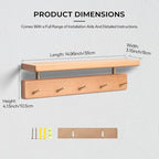 Walnut Wood Coat Rack with Shelf, Wall Mounted Entryway Organizer - Image 3