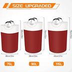 BlissTotes 115L Laundry Basket, Freestanding Collapsible Hamper, Red - Image 2