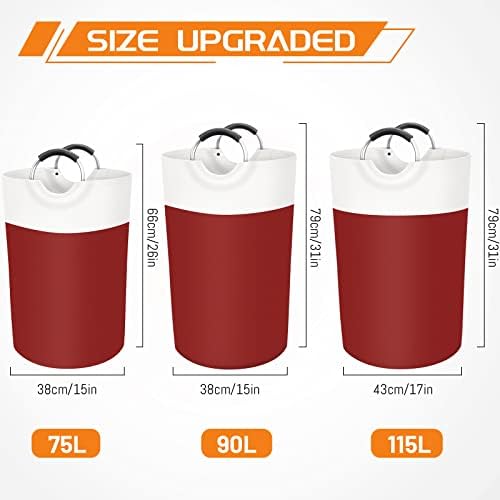 BlissTotes 115L Laundry Basket, Freestanding Collapsible Hamper, Red - Image 2
