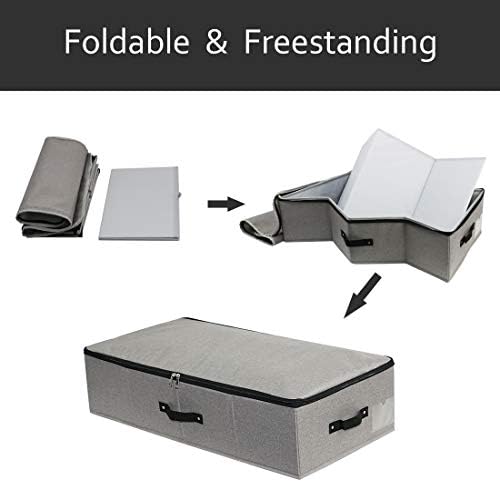 AMJ 29.5"*15"*7", Blanket, Duvets, Winter Clothes Storage Box for Under Bed, Top Wardrobe Organizer, Dark Gray - Image 4