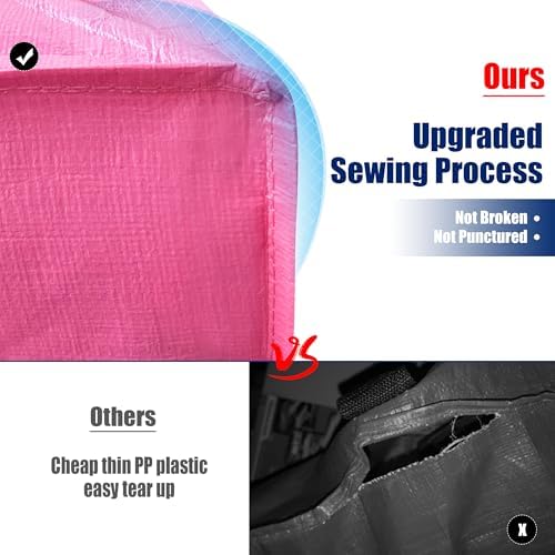 Cosy Family 8 Pack Heavy Duty Extra Large Moving Bags with Backpack Straps - Strong Handles & Zippers, Storage Totes For Space Saving, Fold Flat, Alternative to Moving Box (40 gal, Pink) - Image 3