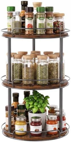 3-Tier Lazy Susan Spice Rack, 12'' Rotating Turntable for Cabinet by Pantasia