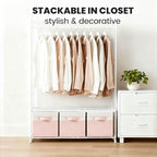 Large Closet Organizer Bins with Lids 4 Pack - 23 QT Collapsible Decorative Storage Boxes with Lids - Clothes Storage Bins with Handles - Fabric Containers for Living Room, Dorm, Nursery - Pink - Image 2