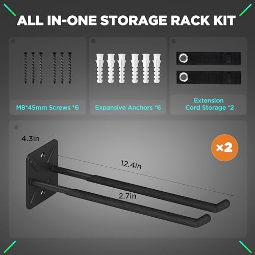 Nacial Garage Wall Hangers, Heavy Duty Ladder Hooks, 12.4 Inch 2 Pack - Image 2