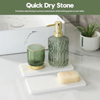 2PCS Diatomite Marble Stone Drying Mat for Kitchen Counter, Water Absorbing Soap Tray Stone Faucet Mat for Bathroom, Quick Dry Splash Guard Sink Protector, Vanity Dish Dispenser Sponge Holder, 8"x3.8" - Image 3