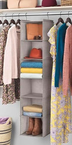 Whitmor Hanging Accessory Shelves - 6 Section Closet Organizer - Light Grey by Whitmor