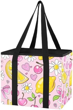 Trunk Organizer Collapsible Car Organizer with Handle Car Storage Box Bin for Groceries SUV Utility Tote Bag Portable Vehicle Container Lemon Cherry Pink by WelcometoElliTarr