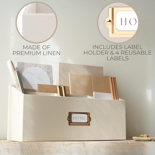 KIBAGA Stylish Linen Mail Organizer for Your Countertop – Easily Organizes Pens, Mail & More in Spacious Compartments on Any Desktop – The Perfect Desk Sorter for Paper & Office Essentials - Image 2