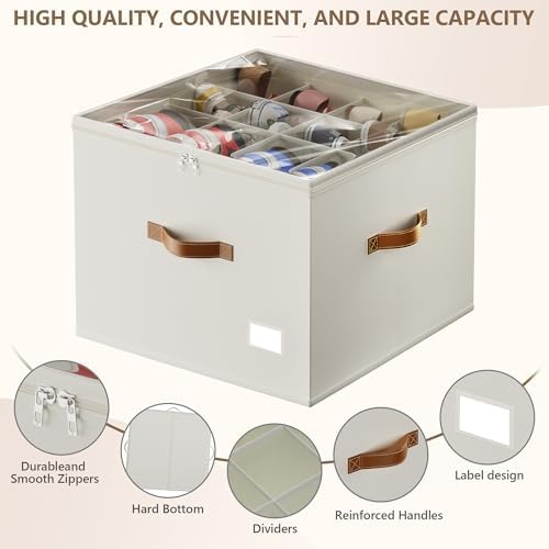 Vincona Shoe Organizer for Closet, 2 Pack Foldable Shoe Storage Bins with Clear Cover & Handles, 16-Compartment Shoe Box for Sneakers, Heels, Boots, Space-Saving Shoe Rack for Entryway, Dorm, RV - Image 3