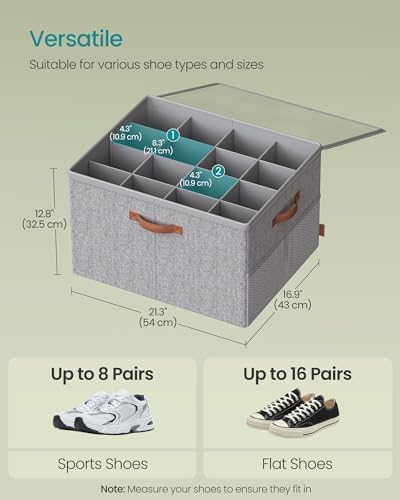 SONGMICS Shoe Organizer for Closet, 2 Pack Fabric Bins, Fits up to 32 Pairs - Image 6