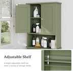 Over the Toilet Storage Cabinet, Bathroom Storage Organizer Over Toilet, Space Saver W/Adjustable Shelf & Open Shelf, Green - Image 4