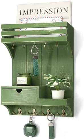 Rebee Vision Key Holder Wall Mount with 9 Key Hooks for Home Decor, Green by REBEEVISION