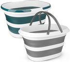 Collapsible Mop Bucket with Handle for Cleaning, 16L(4.2 Gallon) Silicone Square Mopping Bucket for Windows Cleaning or Car Washing, Cleaning Supplies Organizer Plastic Bucket for Storage, 2 Pack by BIDFUL