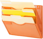 EASEPRES 3 Pocket Mesh Hanging Wall File Organizer, Wall Mounted Mail Paper Document Folder Holder, Clipboard Storage Organization Magazine Rack with Nametag Label for Office Home School, Orange by EASEPRES