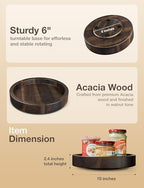 TIDITA 10" Rotating Wooden Lazy Susan Organizer for Cabinet (Walnut Color) - Image 3