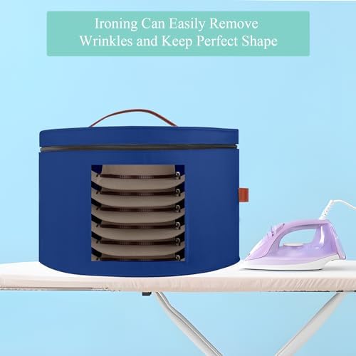 Samplife Hat Box,Hat Storage Box,Stackable Round Brim Hats Organizer Bag Container for Closet,Travel Hat Boxes for Women, Cowboy Hat Organizer, FoldableTravel Cap Boxes (06-Blue, 16.5" D x 10.5" H) - Image 2