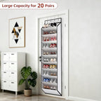KEEPJOY 10 Tiers White Over Door Shoe Organizer Storage, Hanging Shoe Holder for Door with Large Deep Pockets, Fit 20-30 Pairs Shoe Rack for Sneakers, Boots (White) - Image 4