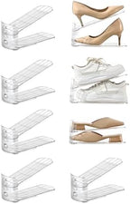 shoe slots organizer, Clear Shoe Stacker, Adjustable Level Shoe Rack,Storage Space Saver for Sneakers Display (Transparent, 8Pack) by UniHIMO