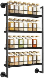 IBUYKE 4 Tier Spice Rack Wall Mount for Kitchen,Black TLJ016B by IBUYKE