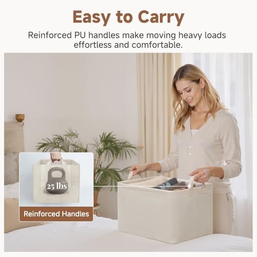 StorageWorks Linen Closet Organizers, Fabric Storage Bin, Beige, 2-Pack - Image 5