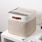 Temary Cube Storage Bins 13x13 Fabric Storage Cubes Baskets Set Of 4 Cloth Baskets for Shelf, Large Bin Empty Basket for Organizing, Shelf Basket (White&Khaki) - Image 5