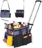 JKAOO Large Rolling Cleaning Caddy Bag with Detachable Trolley, Denim Blue by JKAOO