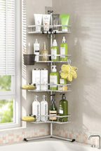 Standing Corner Shower Caddy - 4-Tier Rustproof Adjustable Shower Shelves by Foukus
