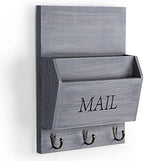 DLQuarts Solid Wood Mail Organizer with Key Holder for Wall, Mail Sorter Wall Mounted, Decorative Wooden Key and Mail Holder with 3 Hooks, Weathered Gray - Image 6