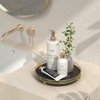 Oroyutor 10-Inch Oak Lazy Susan Decorative Tray with Gold Finish - Image 4