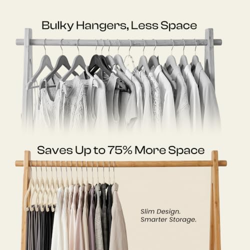 Utopia Home Velvet Hangers 50 Pack - Non-Slip Suit Hangers with 360 Degree Rotatable Hook - for Pants, Coats, Shirts & More (Ivory) | Luxury Non-Slip Slim Pant & Coat Hangers | Strong Space-Saving Clothes Hangers | 360° Swivel Hook - Image 6