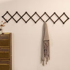 SKOLOO Accordion Wall Hanger with 22 Hooks, Modern Expandable Coat Rack Hat Rack for Wall, Solid Wooden, Dark Walnut Color - Image 2
