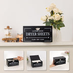 HouseJoy Dryer Sheet Holder-Black Dryer Sheet Container with Lid,Wooden Laundry Room Organization and Storage,Rustic Farmhouse Dryer Sheet Dispenser for Laundry Room Decor,Fabric Softener Containers - Image 4