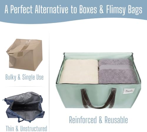 VENO 4 Pack Heavy Duty Moving Bags, Extra Large Storage Bags with Reinforced Handles & Strong Zippers, Foldable & Reusable Moving Box Alternative for Clothes & Dorm Storage - Image 5