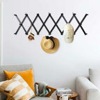 SCUNDA Wall Rack with 20 Hooks, Wooden Wall Expandable Coat Rack for Coat, Hats, Baseball Caps, Coffee Mug, Jewelry(Black) - Image 6