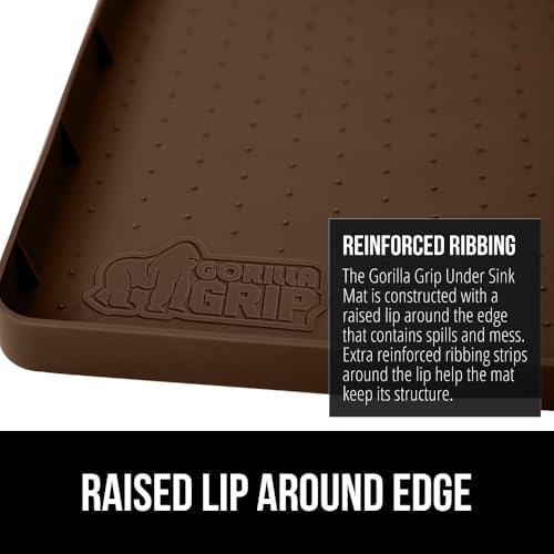 GORILLA GRIP Waterproof Silicone Under Sink Mat, Stay in Place 46x22 Coffee - Image 5
