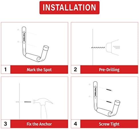 unp POETISKE Utility Hooks Ladder Hooks with 9.8'' Jumbo Arm Garage Storage Organizer Hang Folding Chair Bike Ski Tool Heavy Duty 4PC - Image 5