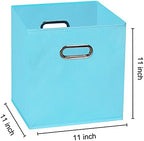 Yunkeeeper storage bins Cubes, Fabric Cube Organizer with Handle, Foldable Cube Bins for Cloth or Accessary Storage, 11x11x11, Set of 6, (Blue - Image 2