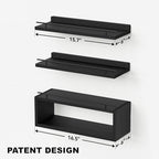 WOPITUES Floating Shelves for Wall with Cube Shelf, Wall Shelves with Metal Rail for Bathroom Decor, Bathroom Organizers and Storage, Over Toilet Shelves for Toilet Paper-Black (Pack of 2) - Image 3