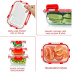 KOMUEE 24 Pieces Glass Food Storage Containers Set, Red - Image 4