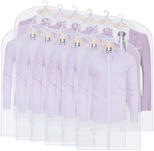 Suit Bags for Closet Storage Garment Bag (24'' x 40'' Set of 12) Clear Garment Bags for Hanging Clothes Plastic Waterproof Suit Cover Bag with Zipper for Coats, Jackets, Shirts Closet by UOUEHRA